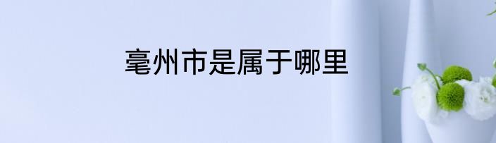 毫州市是属于哪里