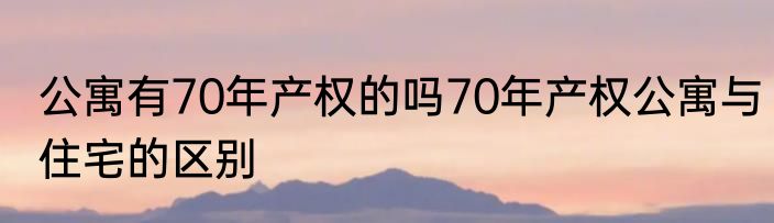 公寓有70年产权的吗70年产权公寓与住宅的区别