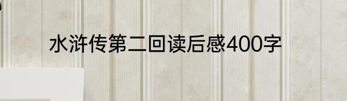 水浒传第二回读后感400字