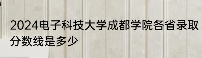 2024电子科技大学成都学院各省录取分数线是多少