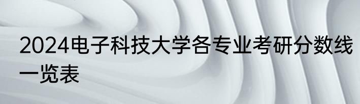 2024电子科技大学各专业考研分数线一览表