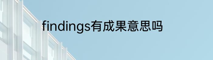 findings有成果意思吗