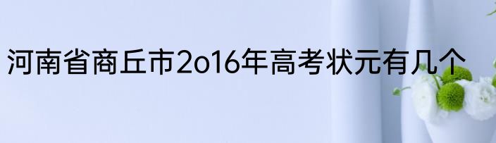 河南省商丘市2o16年高考状元有几个