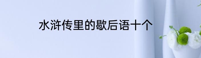 水浒传里的歇后语十个