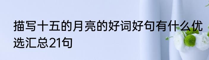 描写十五的月亮的好词好句有什么优选汇总21句