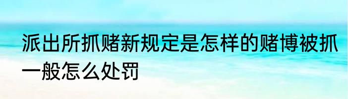 派出所抓赌新规定是怎样的赌博被抓一般怎么处罚