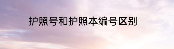 护照号和护照本编号区别