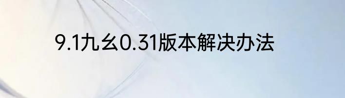 9.1九幺0.31版本解决办法
