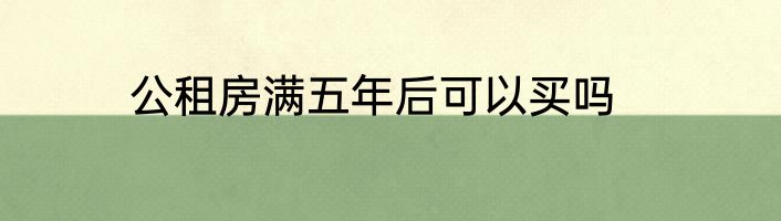 公租房满五年后可以买吗