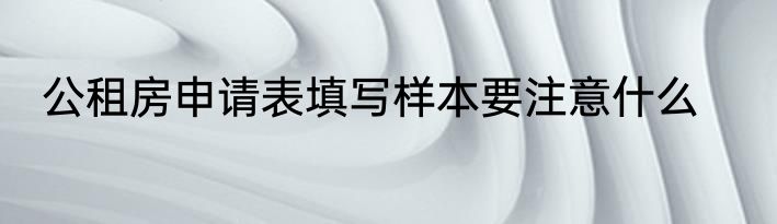 公租房申请表填写样本要注意什么