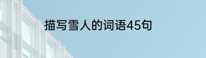 描写雪人的词语45句