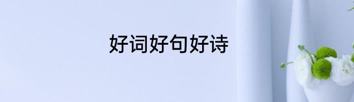 好词好句好诗