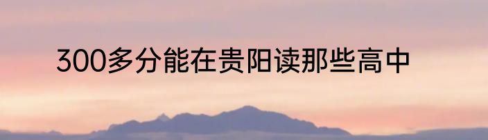 300多分能在贵阳读那些高中