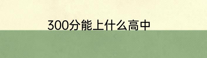 300分能上什么高中