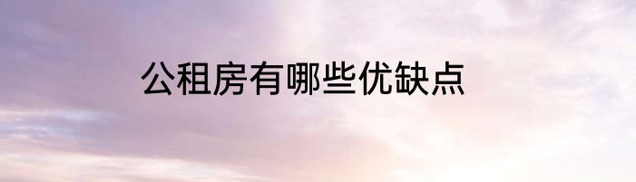 公租房有哪些优缺点