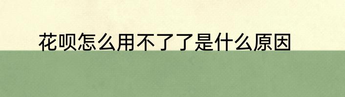 花呗怎么用不了了是什么原因
