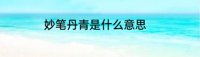 妙笔丹青是什么意思
