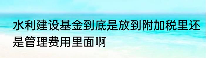 水利建设基金到底是放到附加税里还是管理费用里面啊