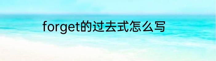 forget的过去式怎么写