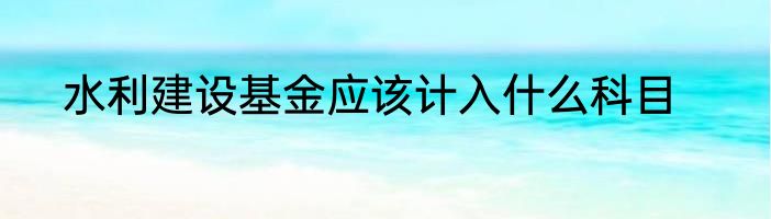 水利建设基金应该计入什么科目