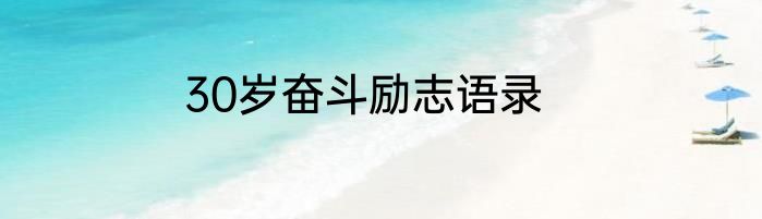 30岁奋斗励志语录