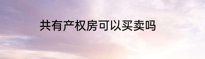 共有产权房可以买卖吗
