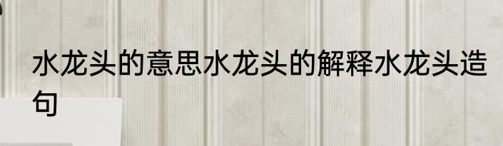 水龙头的意思水龙头的解释水龙头造句