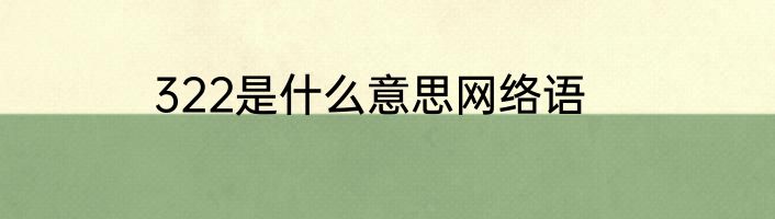 322是什么意思网络语