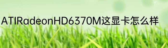 ATIRadeonHD6370M这显卡怎么样