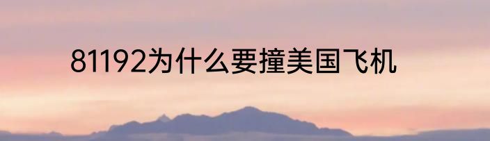 81192为什么要撞美国飞机