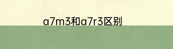 a7m3和a7r3区别