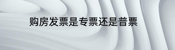 购房发票是专票还是普票