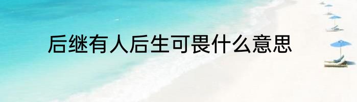 后继有人后生可畏什么意思