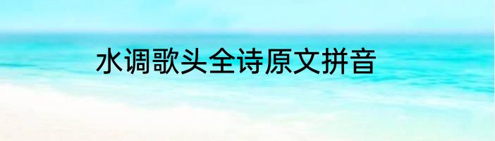 水调歌头全诗原文拼音