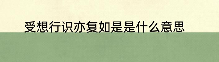 受想行识亦复如是是什么意思