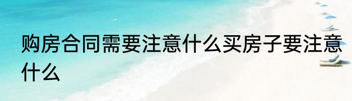 购房合同需要注意什么买房子要注意什么