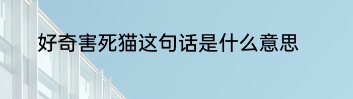 好奇害死猫这句话是什么意思