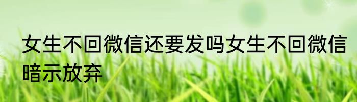 女生不回微信还要发吗女生不回微信暗示放弃