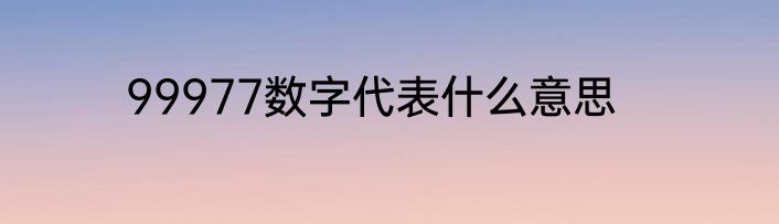 99977数字代表什么意思