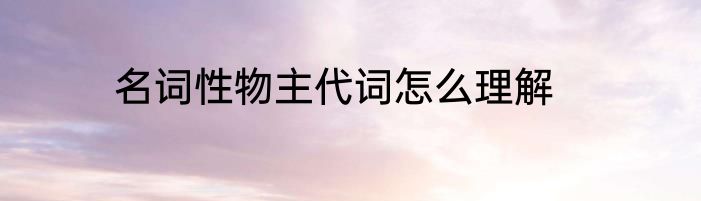 名词性物主代词怎么理解