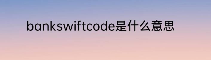 bankswiftcode是什么意思