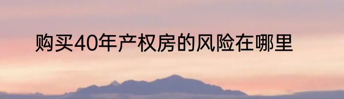 购买40年产权房的风险在哪里