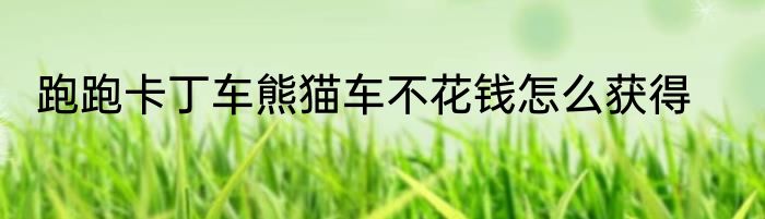 跑跑卡丁车熊猫车不花钱怎么获得
