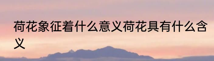 荷花象征着什么意义荷花具有什么含义