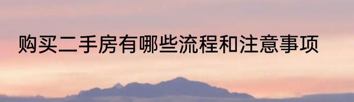 购买二手房有哪些流程和注意事项