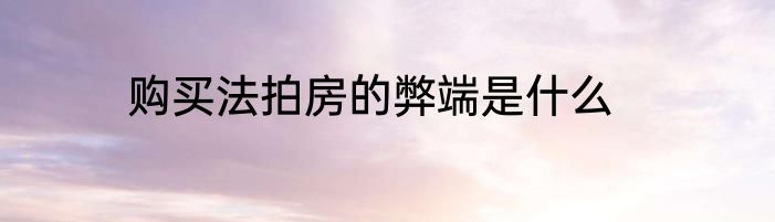购买法拍房的弊端是什么