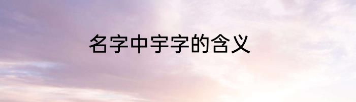 名字中宇字的含义