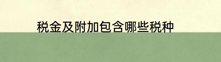 税金及附加包含哪些税种