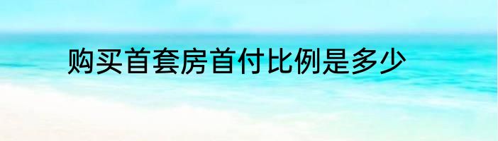 购买首套房首付比例是多少