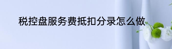 税控盘服务费抵扣分录怎么做